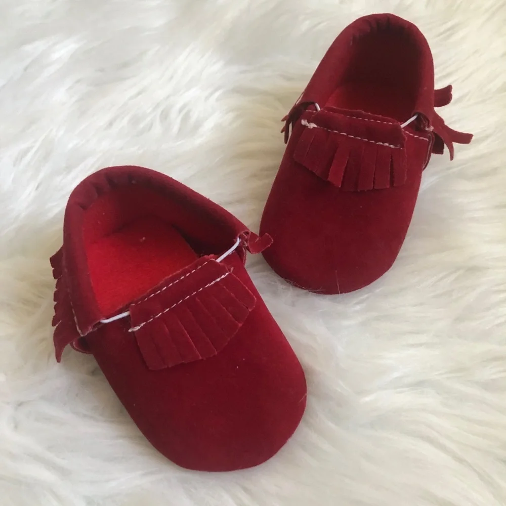 Red-burgandy 6-12M baby moccasins